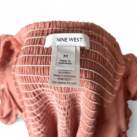 Nine West Twist Front Puff Sleeve Top Dusty Rose Medium - Picture 8 of 10